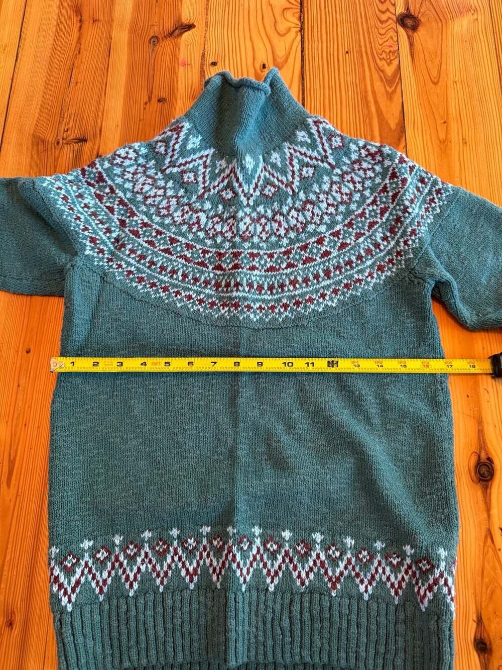 L.L. Bean Fair Isle Turtleneck Sweater Size S Blue Wool Blend - Picture 5 of 6